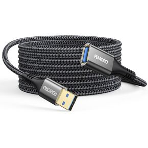 كابل تمديد USB بطول 10 أقدام، موسع USB 3.0 طويل، سلك تمديد USB من النوع A ذكر إلى أنثى مضفر لنقل البيانات بسرعة 5 جيجابت في الثانية وشحن لكاميرا الطابعة ومحرك أقراص فلاش ولوحة المفاتيح والمزيد