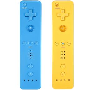 Yosikr Wii Controller 2 Pack, Wii Remote Controller with Silicone Case and Wrist Strap Compatible for Wii/Wii U Console - Red and Blue