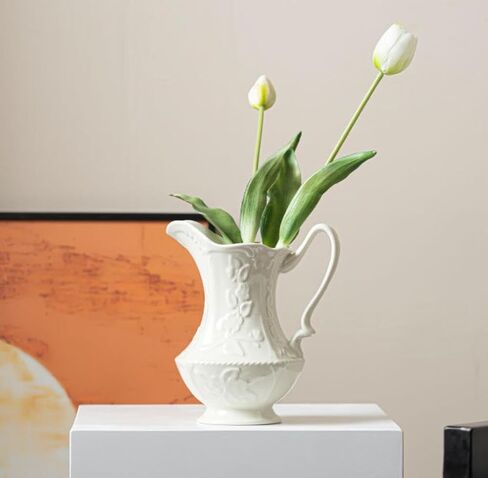 Vintage Ceramic Pitcher, Stain Resistant Stoneware Pitcher Vase with Handle in Saudi Arabia