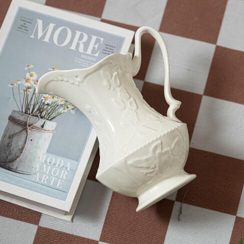Vintage Ceramic Pitcher, Stain Resistant Stoneware Pitcher Vase with Handle in Saudi Arabia