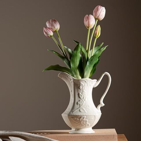 Vintage Ceramic Pitcher, Stain Resistant Stoneware Pitcher Vase with Handle in Saudi Arabia