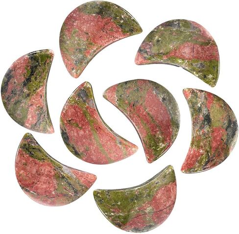 Rockcloud Pack of 4 Moon Shape Crystals Worry Stones Pocket Stone Hand Carved Ornamant Home Decoration, Blue Sand Stone in Saudi Arabia