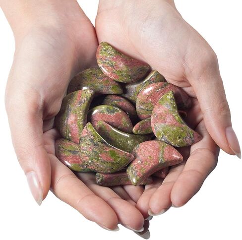 Rockcloud Pack of 4 Moon Shape Crystals Worry Stones Pocket Stone Hand Carved Ornamant Home Decoration, Blue Sand Stone in Saudi Arabia