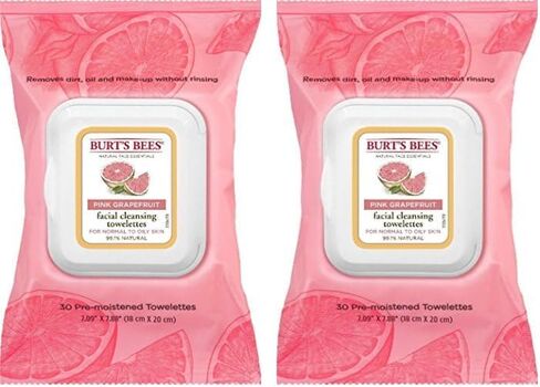 Burt's Bees Facial Cleansing Towelettes, Pink Grapefruit 30 ea (Pack of 2) in Kuwait
