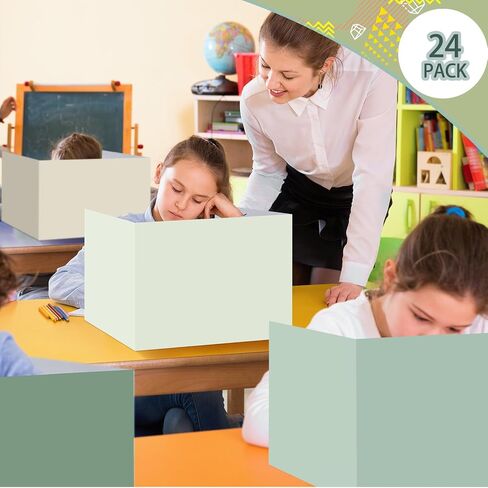 Yeaqee 24 Pcs Solid Privacy Boards for Student Desks Classroom Desk Divider Trifold Table Desk Privacy Panel Privacy Folders Screen Partition for School Teacher Student Study Test Home (Pastel Colors) in Saudi Arabia