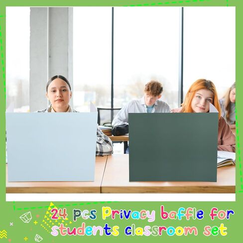 Yeaqee 24 Pcs Solid Privacy Boards for Student Desks Classroom Desk Divider Trifold Table Desk Privacy Panel Privacy Folders Screen Partition for School Teacher Student Study Test Home (Pastel Colors) in Saudi Arabia