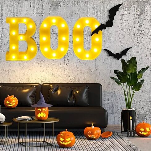 Halloween Decorations,EEK Lights Up Letters 8.7in EEK LED Marquee Sign,3D Bats &Spider Sticker Tabletop Mantel Wall Lighted EEK for Kids Home Office School Party Decoration in Saudi Arabia