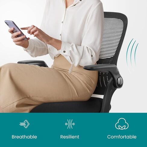 SMUG Office Computer Desk Chair, Ergonomic Mid-Back Mesh Rolling Work Swivel Task Chairs with Wheels, Comfortable Lumbar Support, Comfy Flip-up Arms for Home, Bedroom, Gaming, Study, Student, Pink in Saudi Arabia