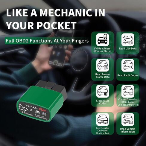 أداة تشخيص الماسح الضوئي vLinker FD BT3.0 Bluetooth Obd2 - قارئات رموز السيارة وأدوات المسح الضوئي للهاتف والأندرويد - تشخيص تلقائي لجميع الأنظمة اللاسلكية obd2 للتحقق من ضوء المحرك in Saudi Arabia