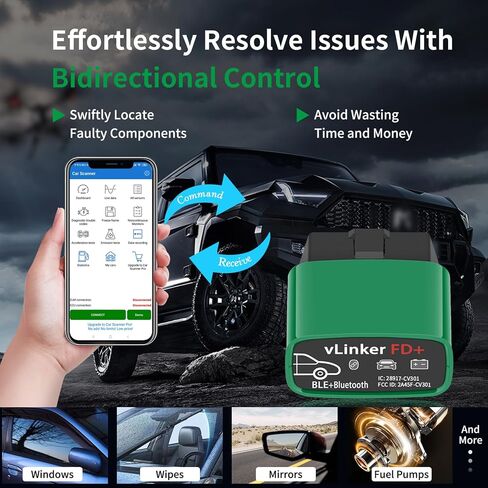 أداة تشخيص الماسح الضوئي vLinker FD BT3.0 Bluetooth Obd2 - قارئات رموز السيارة وأدوات المسح الضوئي للهاتف والأندرويد - تشخيص تلقائي لجميع الأنظمة اللاسلكية obd2 للتحقق من ضوء المحرك in Saudi Arabia