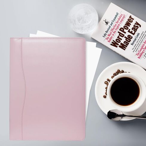 Padfolio Portfolio Organizer Legal Pad Holder Padfolio Folder Leather Portfolio Storage Clipboard Notepad with Cover for Letter Size A4 Writing Pad for Business and School Office (Pink) in Saudi Arabia