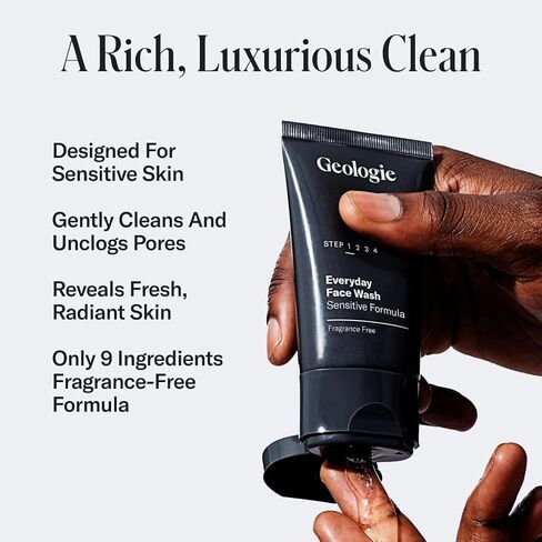 Geologie Complete Skincare Set | 30-Day 5-Piece Supply | Acne, Oil, Dark Spots | Salicylic Acid Face Wash (2 count), Retinol Night Cream, SPF15 Niacinamide Moisturizer, Dark Circle Eye Cream in Saudi Arabia