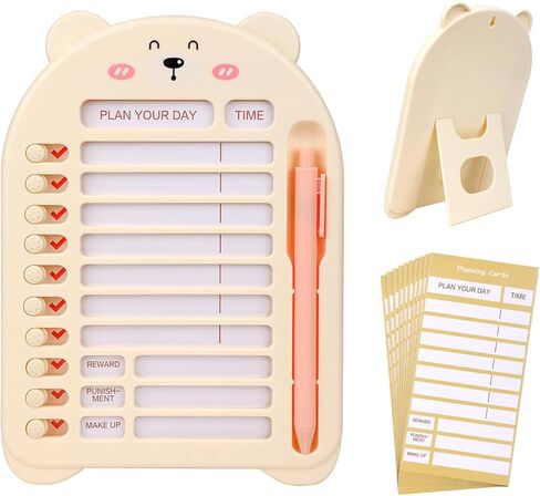 لوحة قائمة مراجعة مذكرة الدب، لوحة مذكرة للخطة اليومية مع 14 ورقة فارغة، لوحات قائمة مرجعية للمذكرات الخاصة بالأعمال الروتينية والتمرين، لوحة مذكرة رسائل قابلة للتعليق وقابلة للتعليق للتخطيط للسفر المنزلي (وردي) in Kuwait