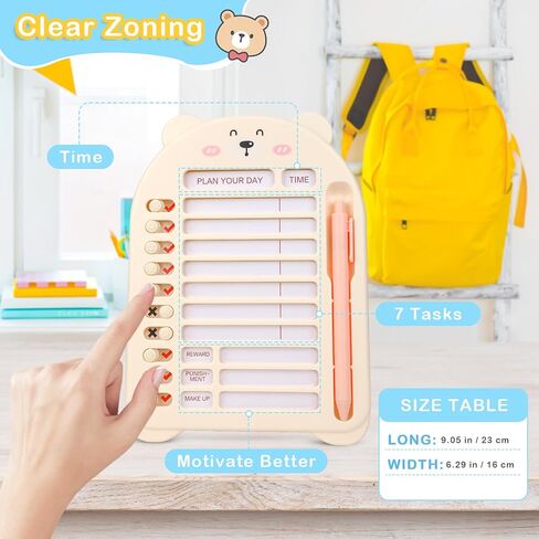 لوحة قائمة مراجعة مذكرة الدب، لوحة مذكرة للخطة اليومية مع 14 ورقة فارغة، لوحات قائمة مرجعية للمذكرات الخاصة بالأعمال الروتينية والتمرين، لوحة مذكرة رسائل قابلة للتعليق وقابلة للتعليق للتخطيط للسفر المنزلي (وردي) in Kuwait