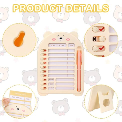 لوحة قائمة مراجعة مذكرة الدب، لوحة مذكرة للخطة اليومية مع 14 ورقة فارغة، لوحات قائمة مرجعية للمذكرات الخاصة بالأعمال الروتينية والتمرين، لوحة مذكرة رسائل قابلة للتعليق وقابلة للتعليق للتخطيط للسفر المنزلي (وردي) in Kuwait