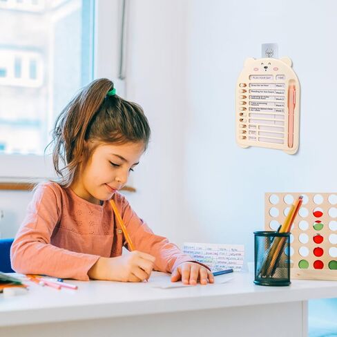 لوحة قائمة مراجعة مذكرة الدب، لوحة مذكرة للخطة اليومية مع 14 ورقة فارغة، لوحات قائمة مرجعية للمذكرات الخاصة بالأعمال الروتينية والتمرين، لوحة مذكرة رسائل قابلة للتعليق وقابلة للتعليق للتخطيط للسفر المنزلي (وردي) in Kuwait