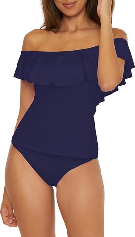 Trina Turk Women's Monaco Ruffle Tankini, Off Shoulder, Swimsuit Tops in Saudi Arabia