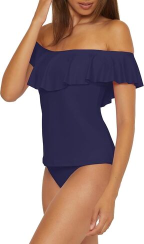 Trina Turk Women's Monaco Ruffle Tankini, Off Shoulder, Swimsuit Tops in Saudi Arabia