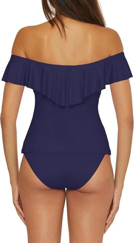 Trina Turk Women's Monaco Ruffle Tankini, Off Shoulder, Swimsuit Tops in Saudi Arabia