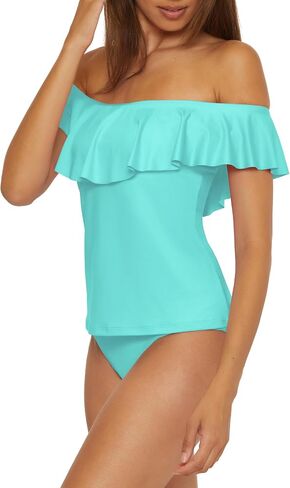 Trina Turk Women's Monaco Ruffle Tankini, Off Shoulder, Swimsuit Tops in Saudi Arabia