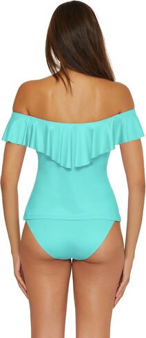 Trina Turk Women's Monaco Ruffle Tankini, Off Shoulder, Swimsuit Tops in Saudi Arabia