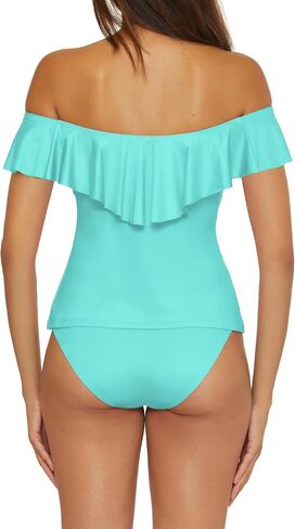 Trina Turk Women's Monaco Ruffle Tankini, Off Shoulder, Swimsuit Tops in Saudi Arabia