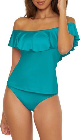 Trina Turk Women's Monaco Ruffle Tankini, Off Shoulder, Swimsuit Tops in Saudi Arabia