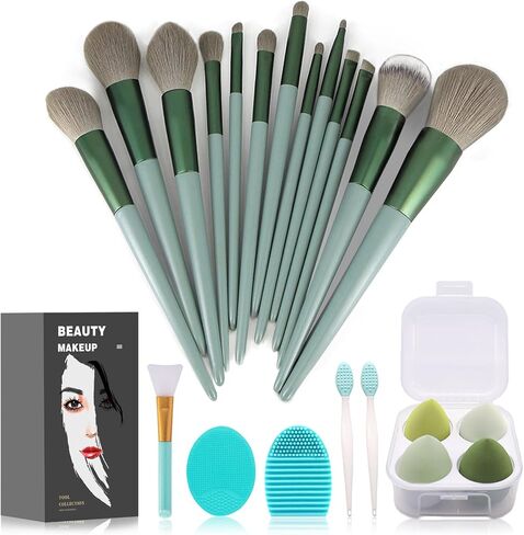 Koccido Makeup Brushes 22 Pcs Makeup Kit,Foundation Brush Eyeshadow Brush Make up Brushes Set (Green, 22 Piece Set Large) in Kuwait