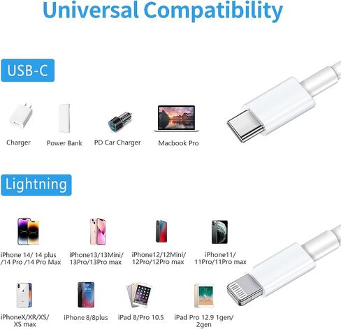 Ximytec [MFi Certified] USB C to Lightning Cable 3Pack 3FT iPhone Fast Charger Cable Type C Charging Cord Compatible with iPhone 13 13 Pro Max 12 12 Pro Max 11 XS XR X 8 iPad,White in Saudi Arabia