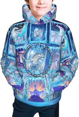 سويت شيرت بغطاء للرأس من أجنحة التنين الناري للأطفال للأولاد والبنات والمراهقين in Kuwait