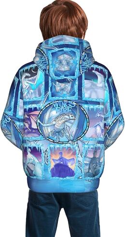 سويت شيرت بغطاء للرأس من أجنحة التنين الناري للأطفال للأولاد والبنات والمراهقين in Kuwait