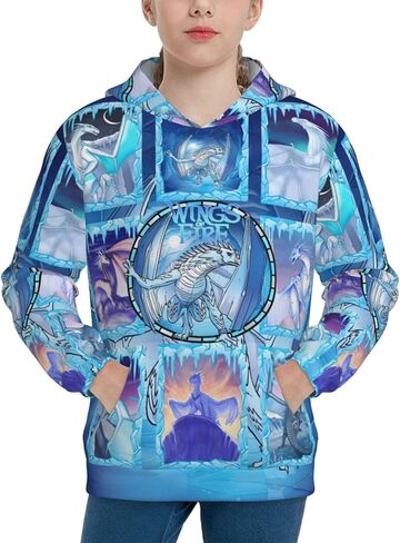 سويت شيرت بغطاء للرأس من أجنحة التنين الناري للأطفال للأولاد والبنات والمراهقين in Kuwait