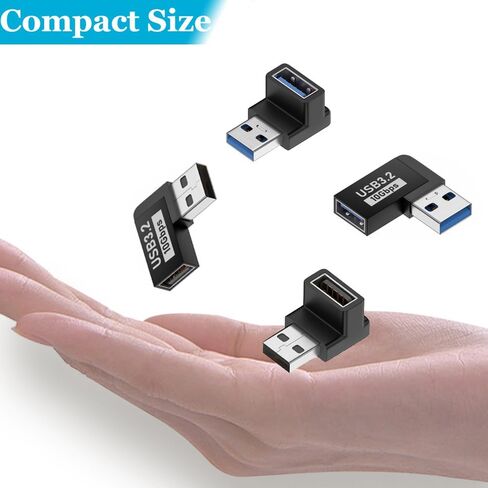Warmstor 4 Pack 10Gbps USB 3.0 Male to Female Adapter 90 Degree Left Angle and Right Angle USB Cable Extension Connector Aluminum Alloy Shell Support 3A Charging Speed in Kuwait