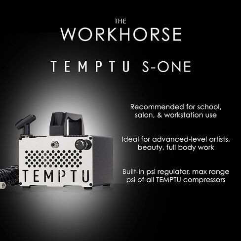 TEMPTU S-One Advanced Airbrush Compressor For Beauty & Full Body Work | Ideal For School, Salon & Workstation Use | Built In psi Regulator, Thermally Protected Motor in Saudi Arabia