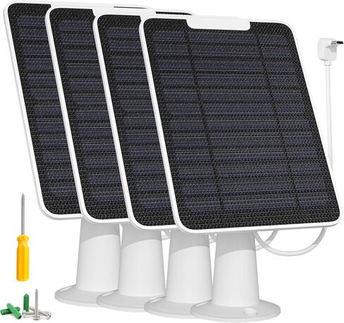 Solar Panel Charger Compatible with Google Nest Camera Outdoor & Indoor (Battery Version), 5W Solar Power for Google Nest Cam, IP65 Weatherproof, w/Secure Wall Mount & Screwdriver, 13ft Cable, 4 Pack in Kuwait