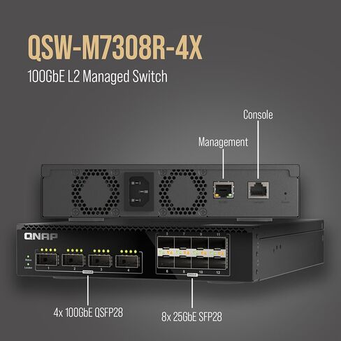 QNAP 12-Port 10GbE Managed Network Switch (QSW-IM1200-8C-US). Industrial-Grade Fanless, Layer 2, Web Management in Saudi Arabia