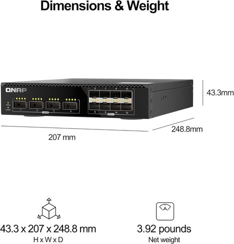 QNAP 12-Port 10GbE Managed Network Switch (QSW-IM1200-8C-US). Industrial-Grade Fanless, Layer 2, Web Management in Saudi Arabia
