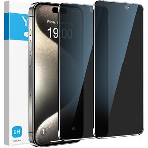 YMHML 2 Pack for iPhone 15 Pro Max iPhone 15 Plus Privacy Screen Protector Tempered Glass, Anti Spy Privacy Screen for iPhone 15 Pro Max iPhone 15 Plus Accessories, Private Case Friendly Film