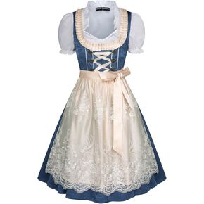 Scarlet Darkness Women Oktoberfest Dress 3 Pcs Carnival Costumes Bavarian Dirndl Dress
