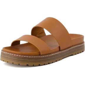 CUSHIONAIRE Women's Noho flatform footbed sandal with +Comfort, Wide Widths Available, Camel 8