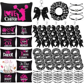 80 Pcs Cheer Gift Bulk for Team Include 20 Cheerleader Gift Cheer Bracelet Adjustable for Women 20 Cheer Makeup Bag 20 Cheer Keychain 20 Cheer Scrunchies for Cheer Party Cheerleading(Red) in Saudi Arabia