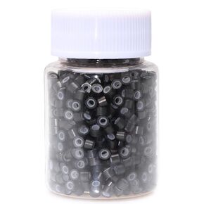 NIACONN 1000pcs Microlink Beads 4mm Silicone Lined Hair Tinsel Beads Micro Link Rings for Hair Extension - black