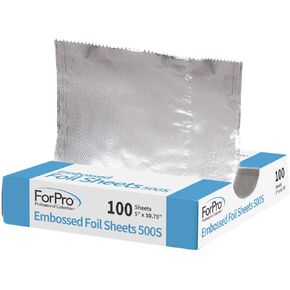 ForPro Professional Collection Embossed Foil Sheets 500S, Aluminum Foil, Pop-Up Dispenser, for Hair Color Application and Highlighting Services, Food Safe, 5" W x 10.75" L, 100-Count