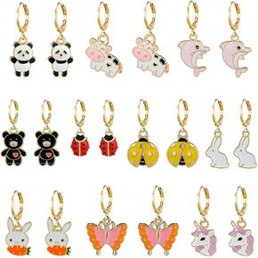 Girls Hypoallergenic Huggie Hoop Earrings with Charm Cute Small Dangle Hoop Earrings Set (10-20 Pairs)