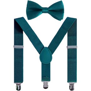 Boys Girls Suspenders Bow Tie Set Adjustable Classic Y Back Solid Color Suspenders for Kids