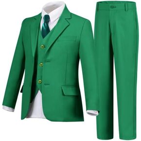 Boys Suits Set Slim Fit Kids Toddler Tux Suit for Teen Boy Wedding Outfit Communion Dress Clothes with Jacket Vest Pants Tie