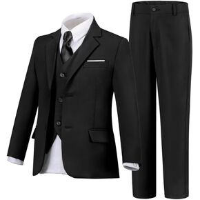 Boys Suits Set Slim Fit Kids Toddler Tux Suit for Teen Boy Wedding Outfit Communion Dress Clothes with Jacket Vest Pants Tie