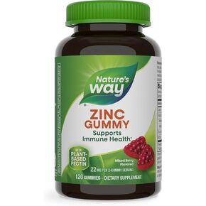 Nature's Way Zinc Gummies, Daily Immune Support Gummies*, 100% Daily Value Zinc per Gummy, Mixed Berry Flavored, 120 Gummies (Packaging May Vary)