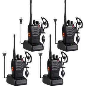 Baofeng Walkie Talkies 888S Rechargeable Long Range with Earpieces for Adults, 16 Channel Professional Radio Handheld Two Way Radios Li-ion Battery and Charger Included