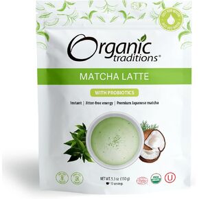 Organic Traditions Matcha Latte Green Tea Powder | Premium Authentic Japanese Matcha | Sourced in Japan | 150g/5.3oz Bag